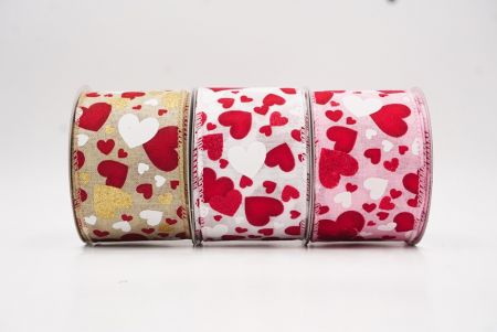 Ρομαντική Κόκκινη & Χρυσή Καρδιά Βαλεντίνου Σατέν Ράψιμο_KW0088.KW0089 (1)